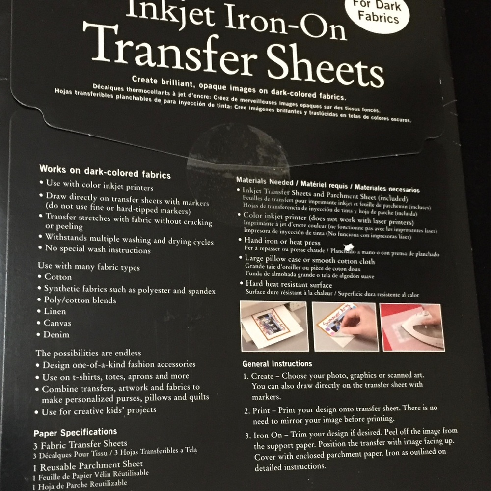 IronOn Inkjet Fabric Transfer for Light & Dark NWT - Picture 3 of 8